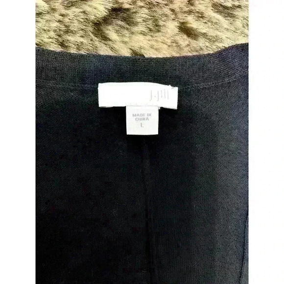 J. Jill Cardigan Size Large Black Wool Blend Button up Long sleeve Lagenlook - Picture 6 of 9